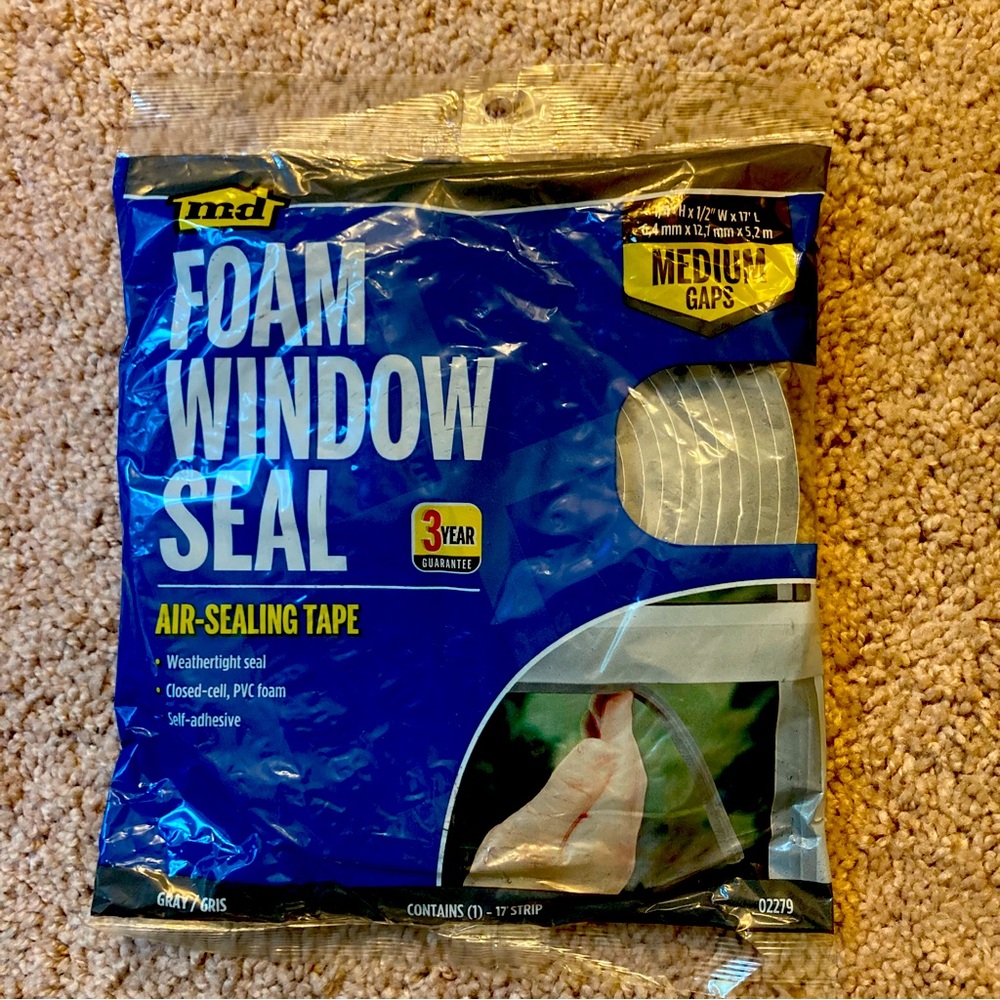 MD FOAM WINDOW SEAL Air-Sealing Tape 17’ Strip Gray For Medium Gaps Easy To Use